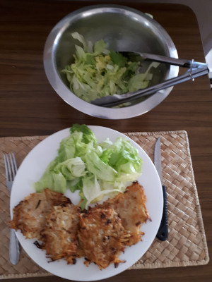 potato cakes with side salad natures trinity