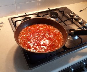cooking the chickpea and mushroom medley